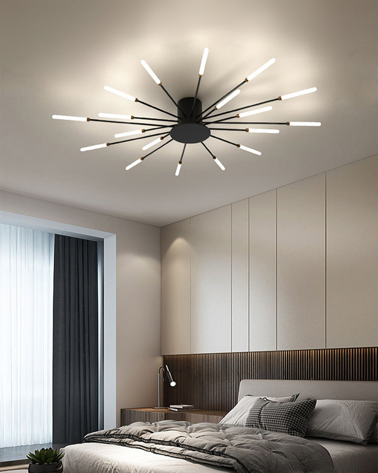 WOMO Unusual LED Ceiling Light Black Metal Large Living Room Modern-WM1000