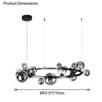 WOMO Salon Lustre Noir Rond Boules de Verre-WM2292