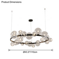WOMO Salon Lustre Noir Rond Boules de Verre-WM2292