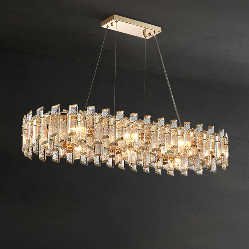 WOMO Gold Kristall Langes Oval Kronleuchter – WM2403