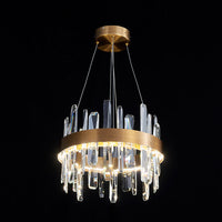 WOMO Lustre Rond Doré avec Cristaux-WM2485a