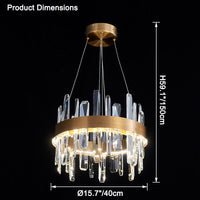 WOMO Lustre Rond Doré avec Cristaux-WM2485a