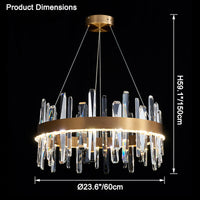 WOMO Lustre Rond Doré avec Cristaux-WM2485a