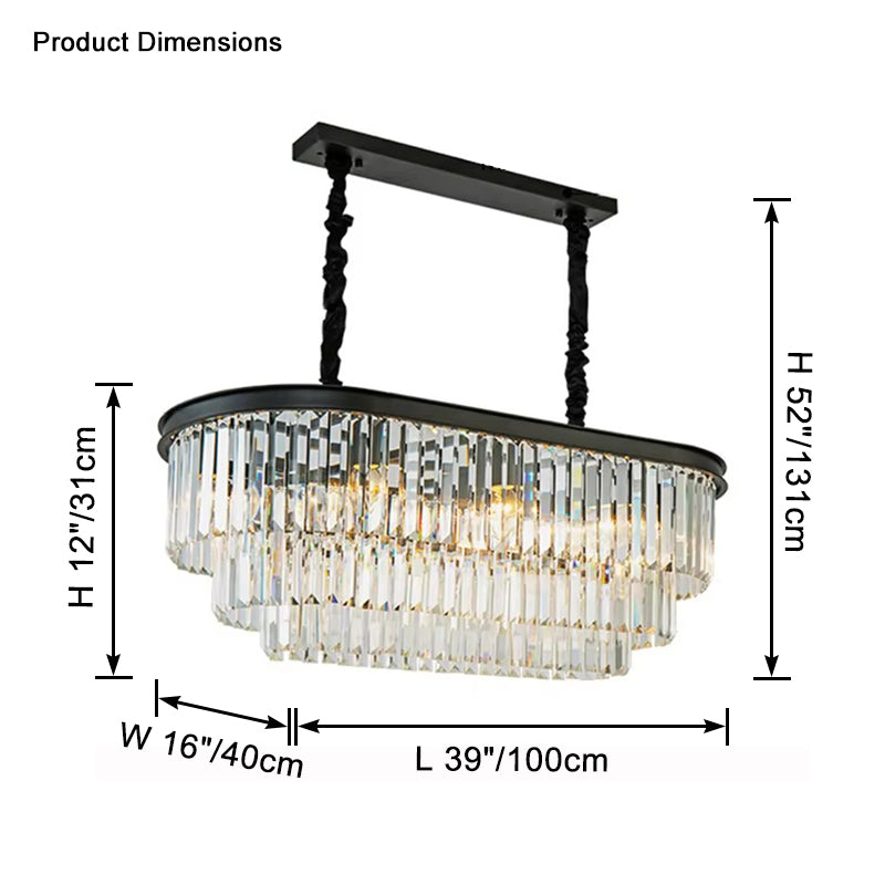 WOMO Tiered Oval Crystal Chandelier-WM2489