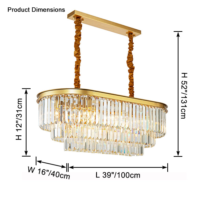 WOMO Tiered Oval Crystal Chandelier-WM2489