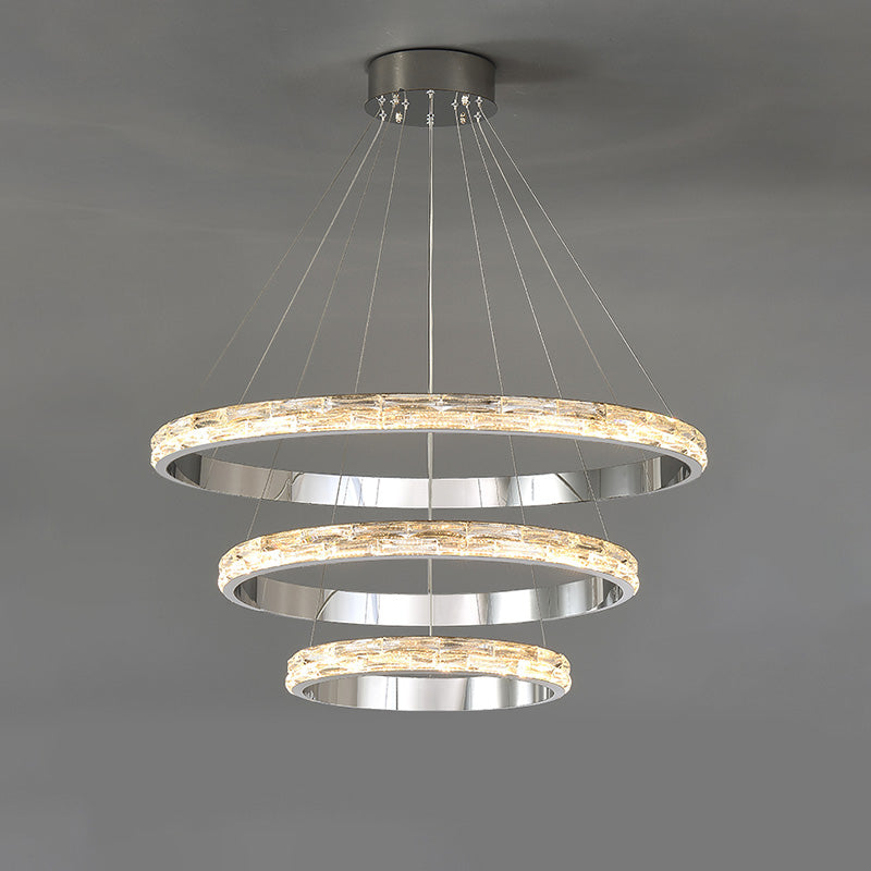WOMO Tiered Circular Led Crystal Chandelier-WM2491b