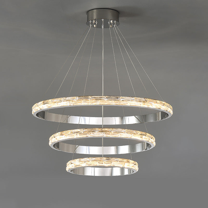 WOMO Tiered Circular Led Crystal Chandelier-WM2491b