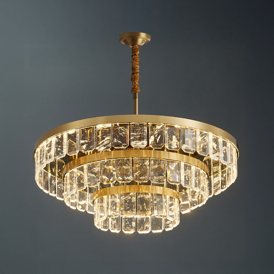 WOMO Tiered Gold Crystal Chandelier-WM2539