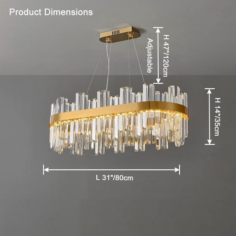 Lustre en cristal ovale WOMO Gold-WM2566