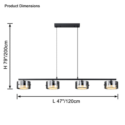 WOMO Black Glass Drum Pendant Light-WM2592