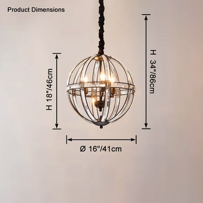 WOMO Cage Crystal Orb Chandelier-WM2595