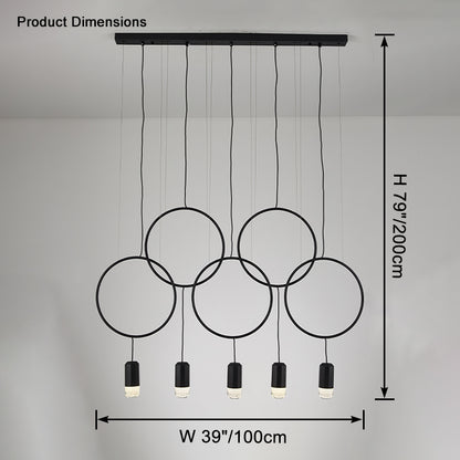 WOMO Staggered Black Ring Pendant Light-WM2609