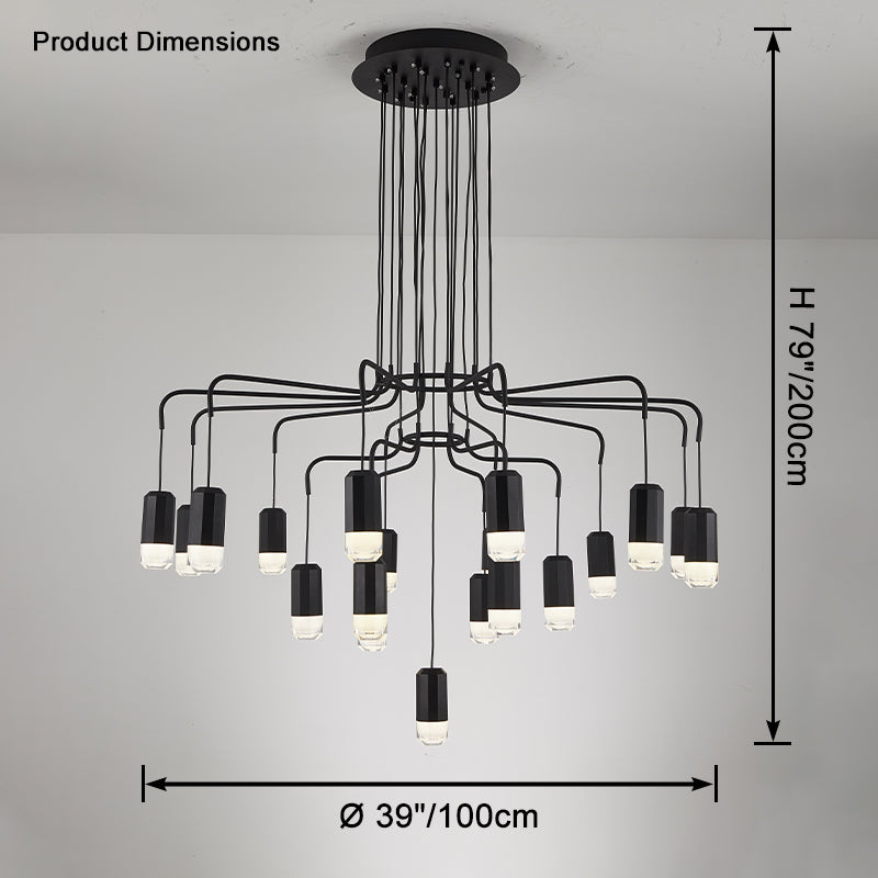 WOMO Black Drop Chandelier -WM2610