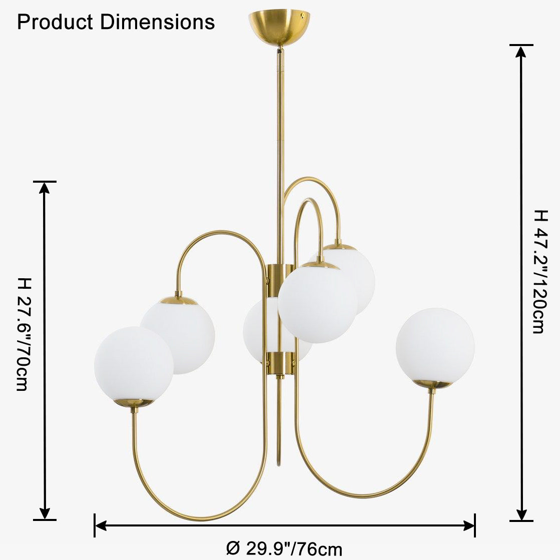 WOMO Mid Century Kronleuchter Gold Glaskugeln-WM2625
