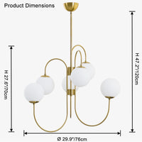 WOMO Mid Century Chandelier Gold Glass Spheres-WM2625