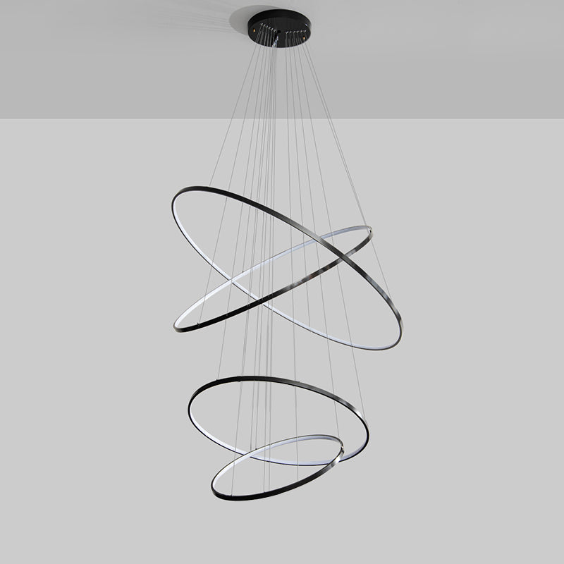 WOMO Schwarze mehrstöckige runde LED-Kronleuchter-WM2652