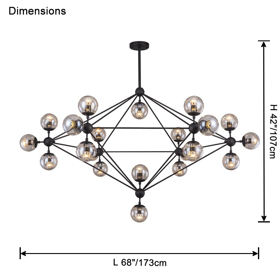 WOMO Sputnik Kronleuchter Wohnzimmer Modern Glas-WM2704