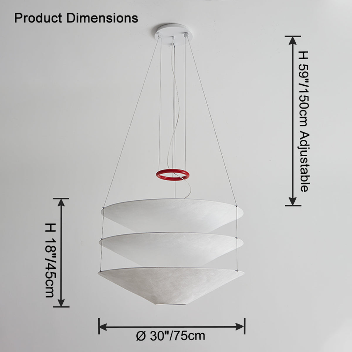 WOMO Layered Cone Rice Paper Pendant Lamp - WM2775