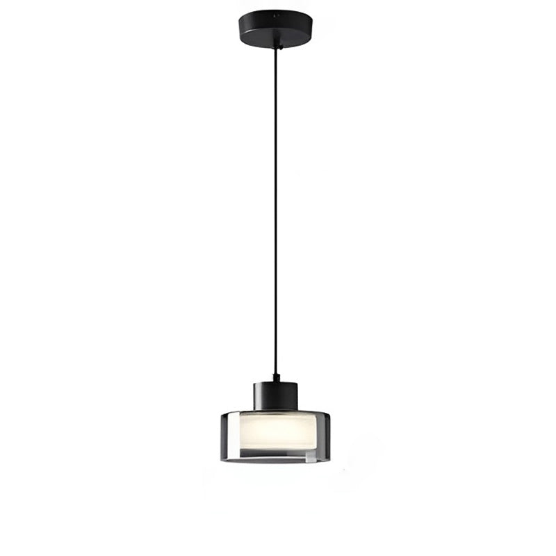 WOMO Schwarzglas Pendelleuchte Trommel-WM2787