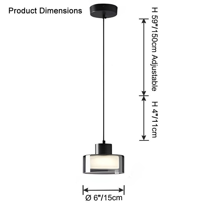 WOMO Schwarzglas Pendelleuchte Trommel-WM2787