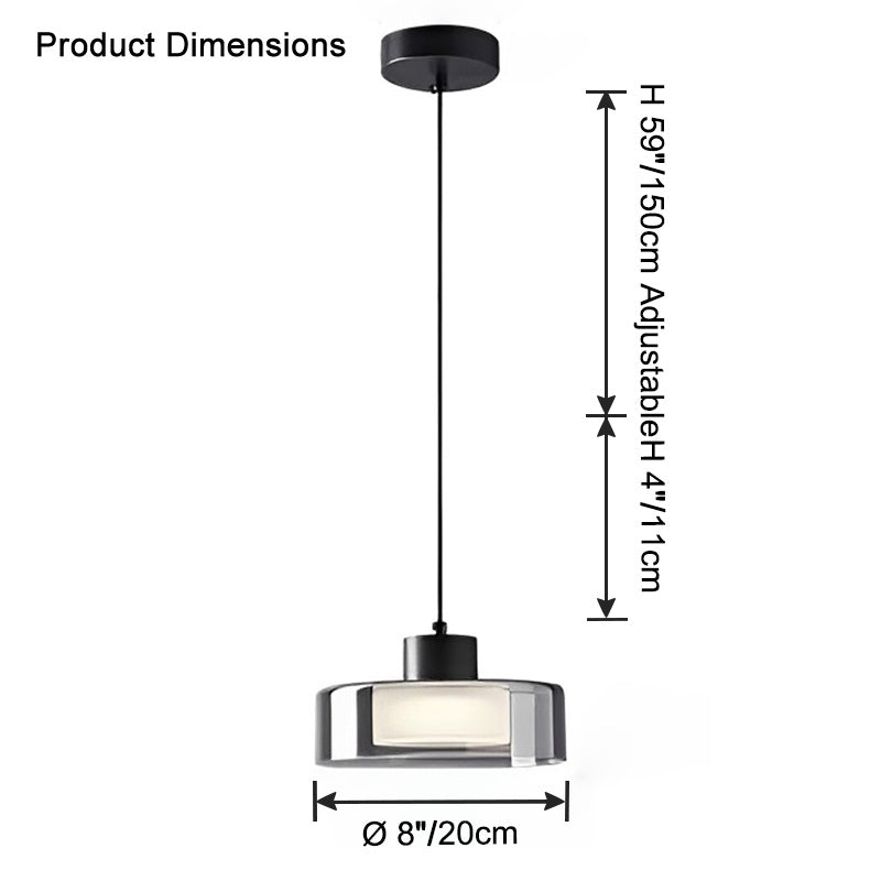 WOMO Schwarzglas Pendelleuchte Trommel-WM2787