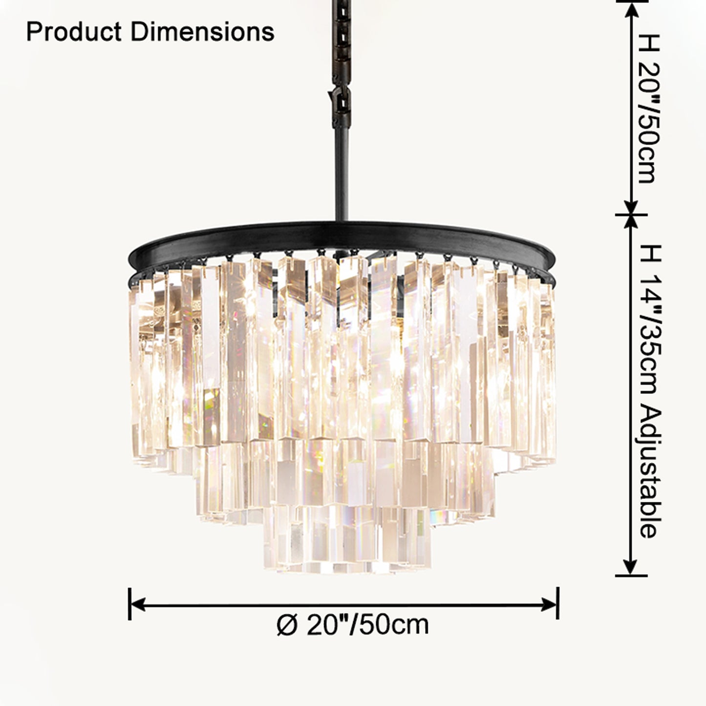 WOMO Tiered Crystal Prism Chandelier-WM2790