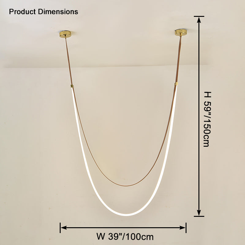 WOMO LED Chandelier Brown Leather for High Ceilings-WM2908