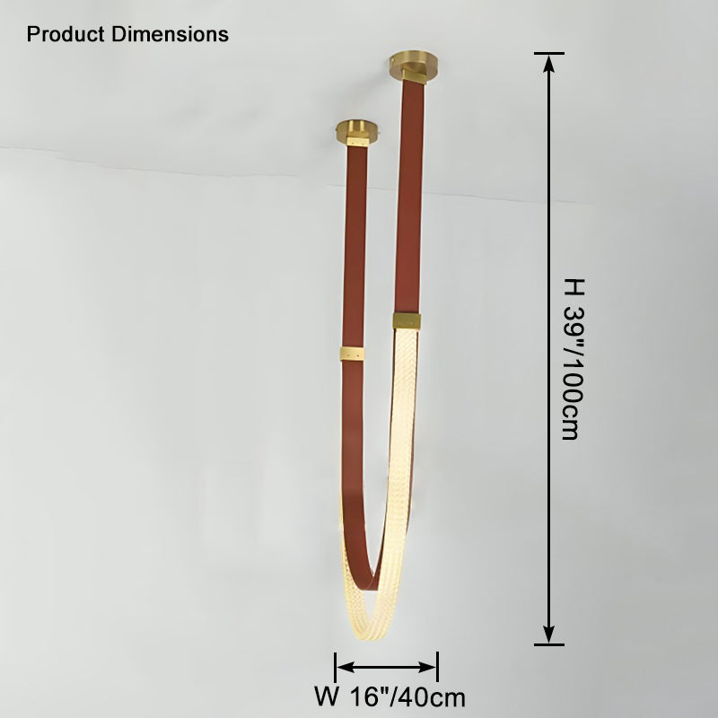WOMO LED Chandelier Brown Leather for High Ceilings-WM2908