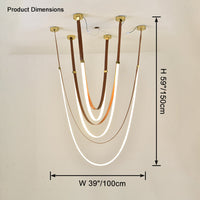 WOMO LED Kronleuchter Braun Leder für Hohe Decken-WM2908