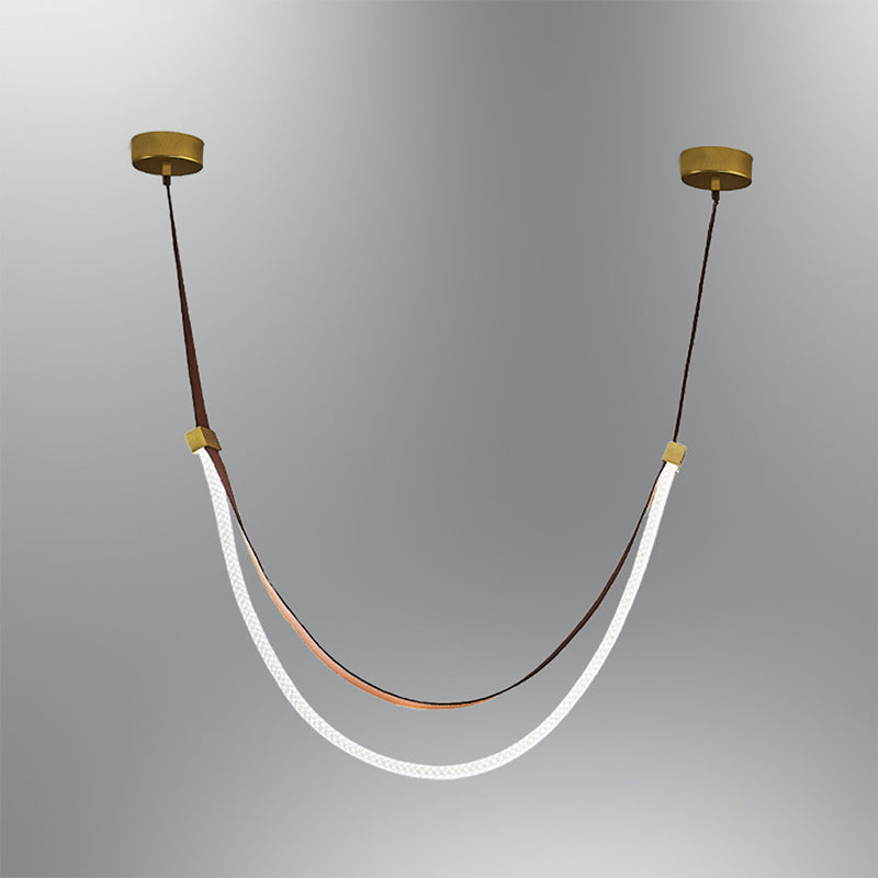 WOMO LED Chandelier Brown Leather for High Ceilings-WM2908