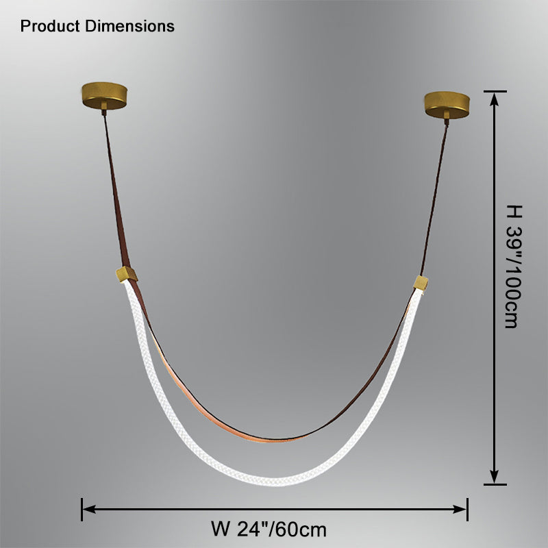 WOMO LED Chandelier Brown Leather for High Ceilings-WM2908