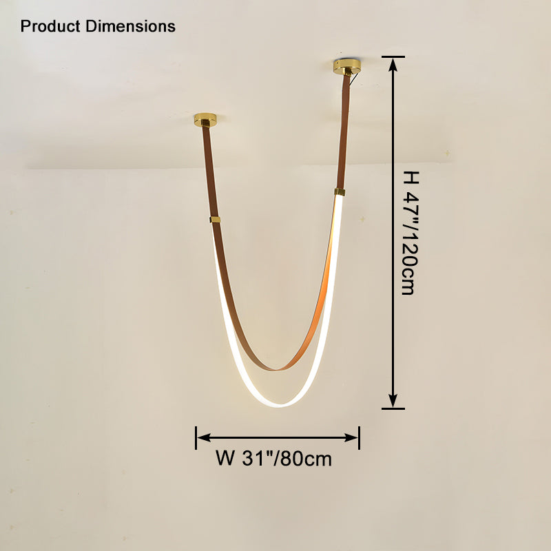 WOMO LED Chandelier Brown Leather for High Ceilings-WM2908