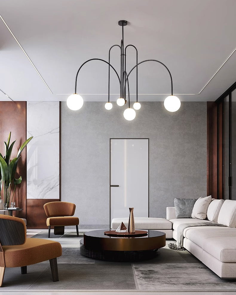 WOMO Mid Century Kronleuchter Glaskugeln im Wohnzimmer-WM2522