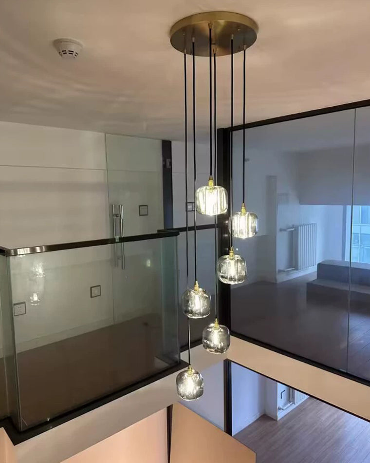WOMO Chandelier with Multiple Colored Glass Pendant Lights - WM2111