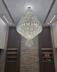 WOMO Stepped Conical Crystal Foyer Chandelier-WM2384