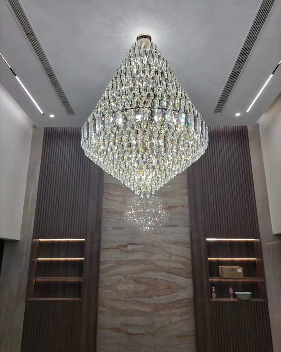 WOMO Stepped Conical Crystal Foyer Chandelier-WM2384