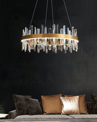 WOMO Lustre Rond Doré avec Cristaux-WM2485a