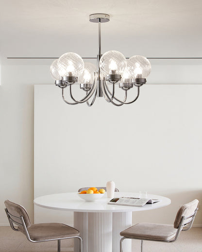 WOMO Textured Glass Chrome Arm Chandelier-WM2696