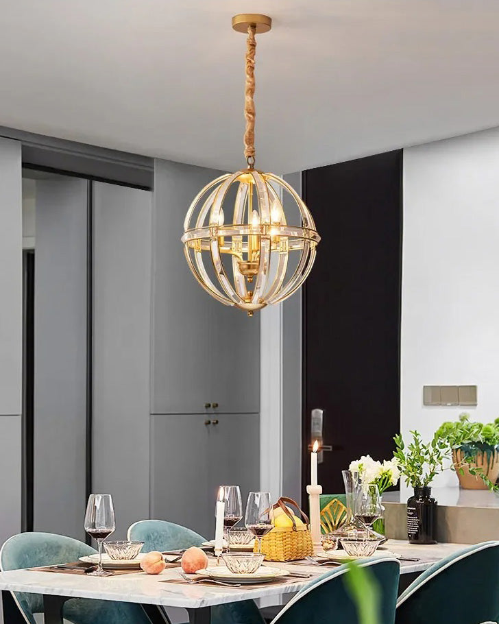 WOMO Cage Crystal Orb Chandelier-WM2595
