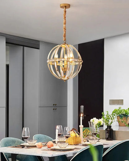 WOMO Cage Crystal Orb Chandelier-WM2595