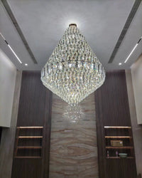WOMO Stepped Conical Crystal Foyer Chandelier-WM2384