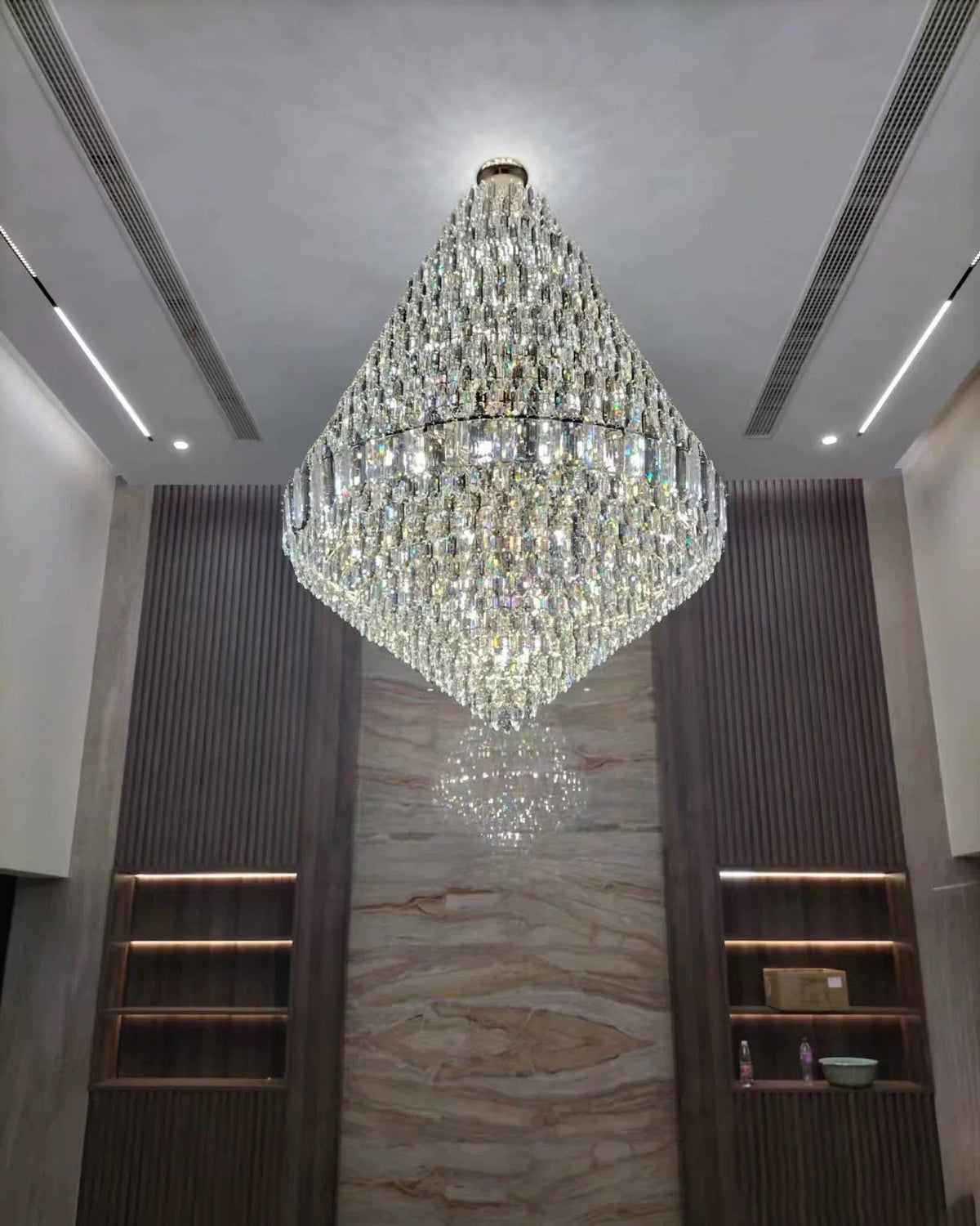 WOMO Stepped Conical Crystal Foyer Chandelier-WM2384