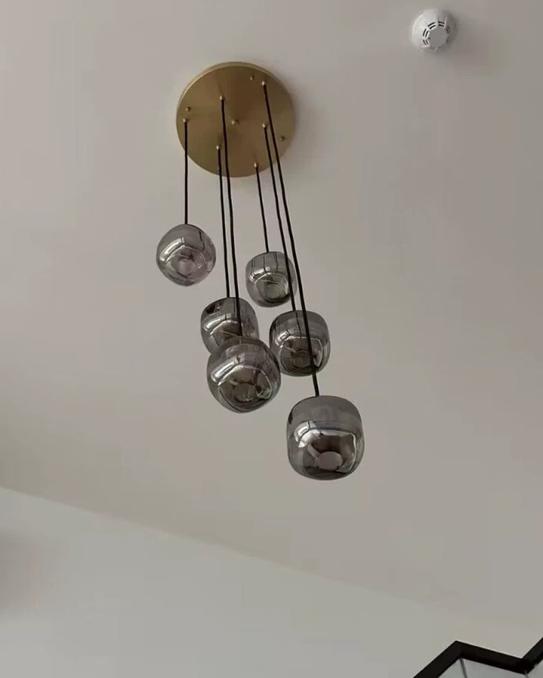 WOMO Chandelier with Multiple Colored Glass Pendant Lights - WM2111