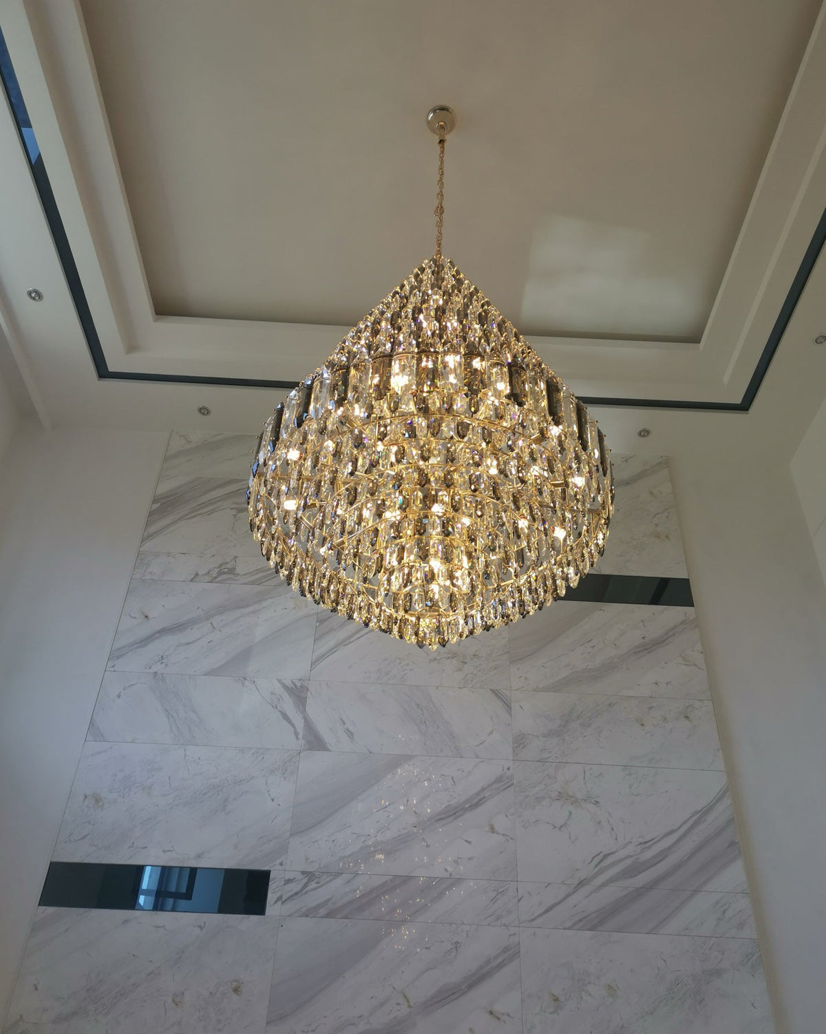 WOMO Stepped Conical Crystal Foyer Chandelier-WM2384