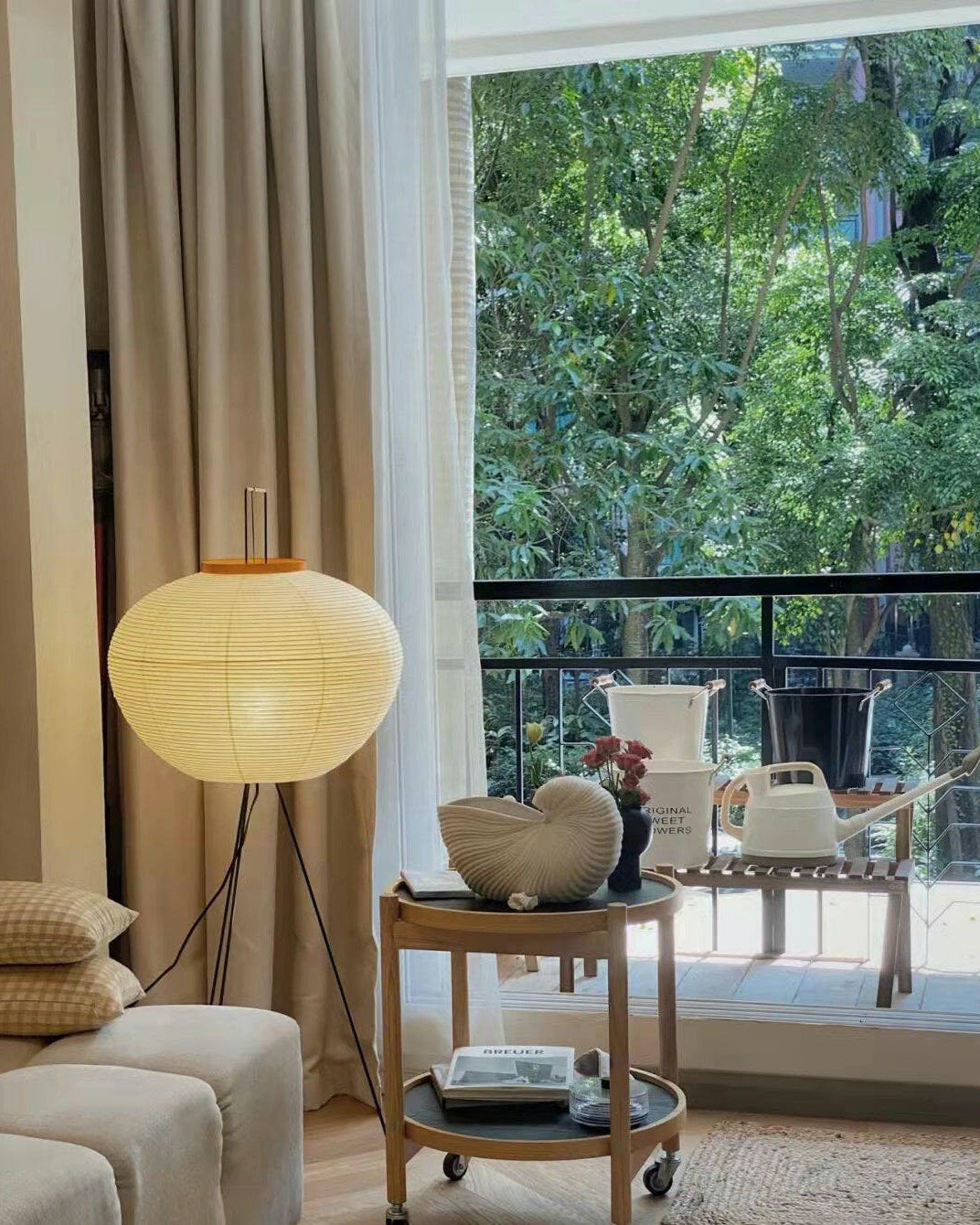 WOMO Laterne Dreibein Stoff Stehlampe-WM7090