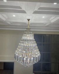 WOMO Stepped Conical Crystal Foyer Chandelier-WM2384