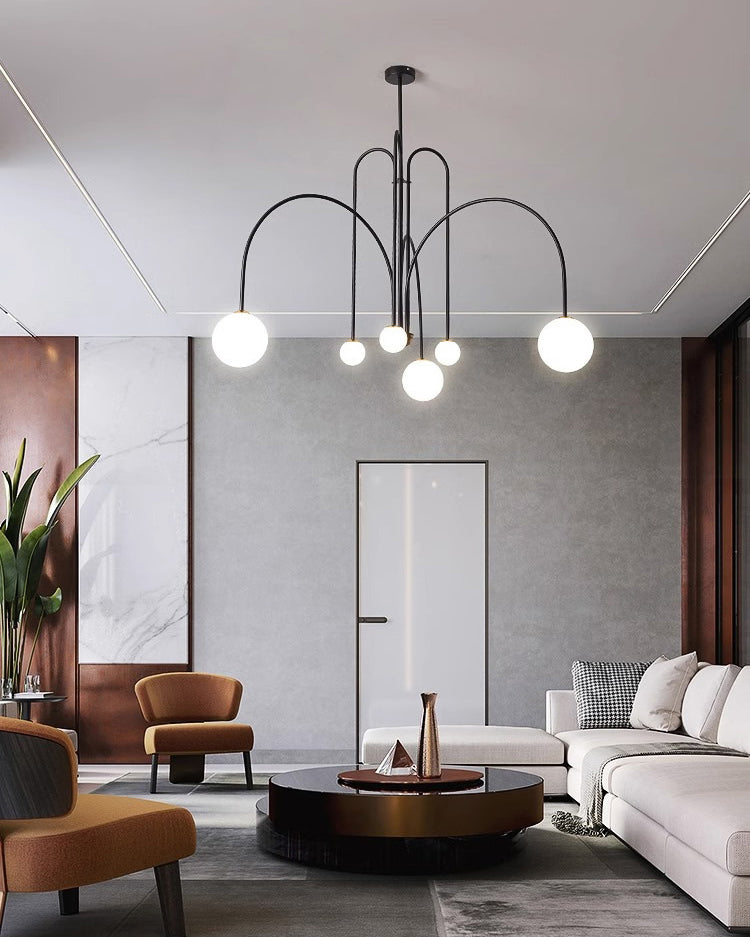 WOMO Mid Century Kronleuchter Glaskugeln im Wohnzimmer-WM2522