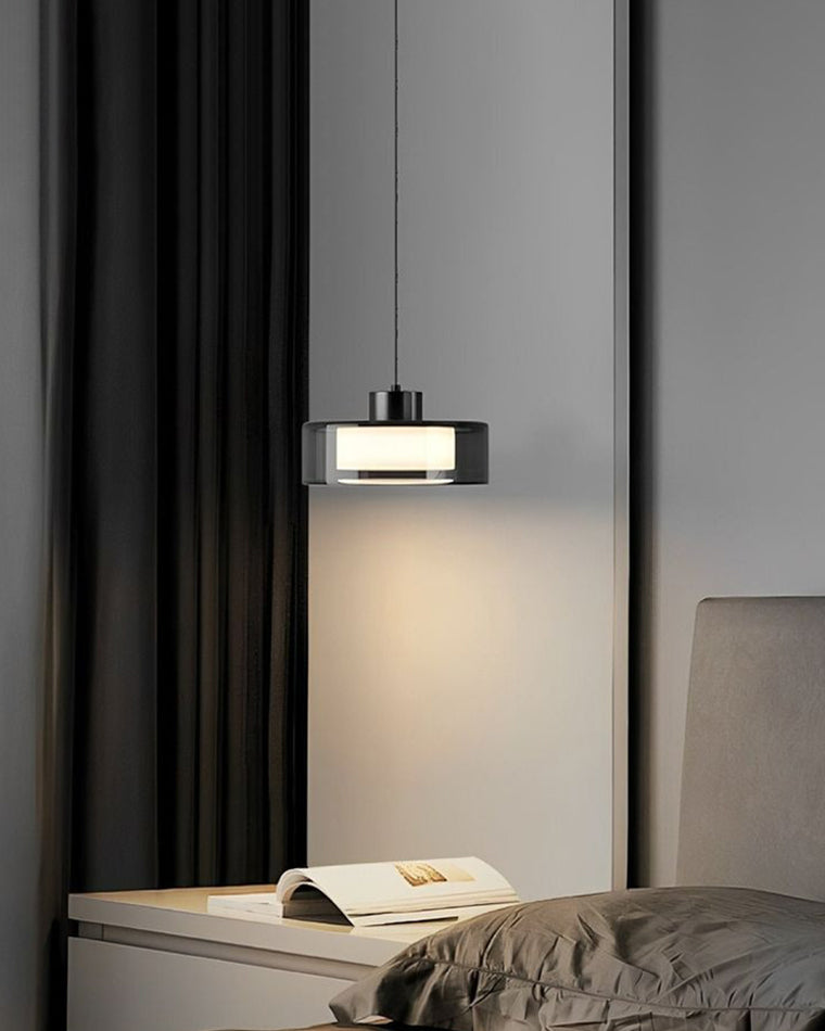 WOMO Schwarzglas Pendelleuchte Trommel-WM2787