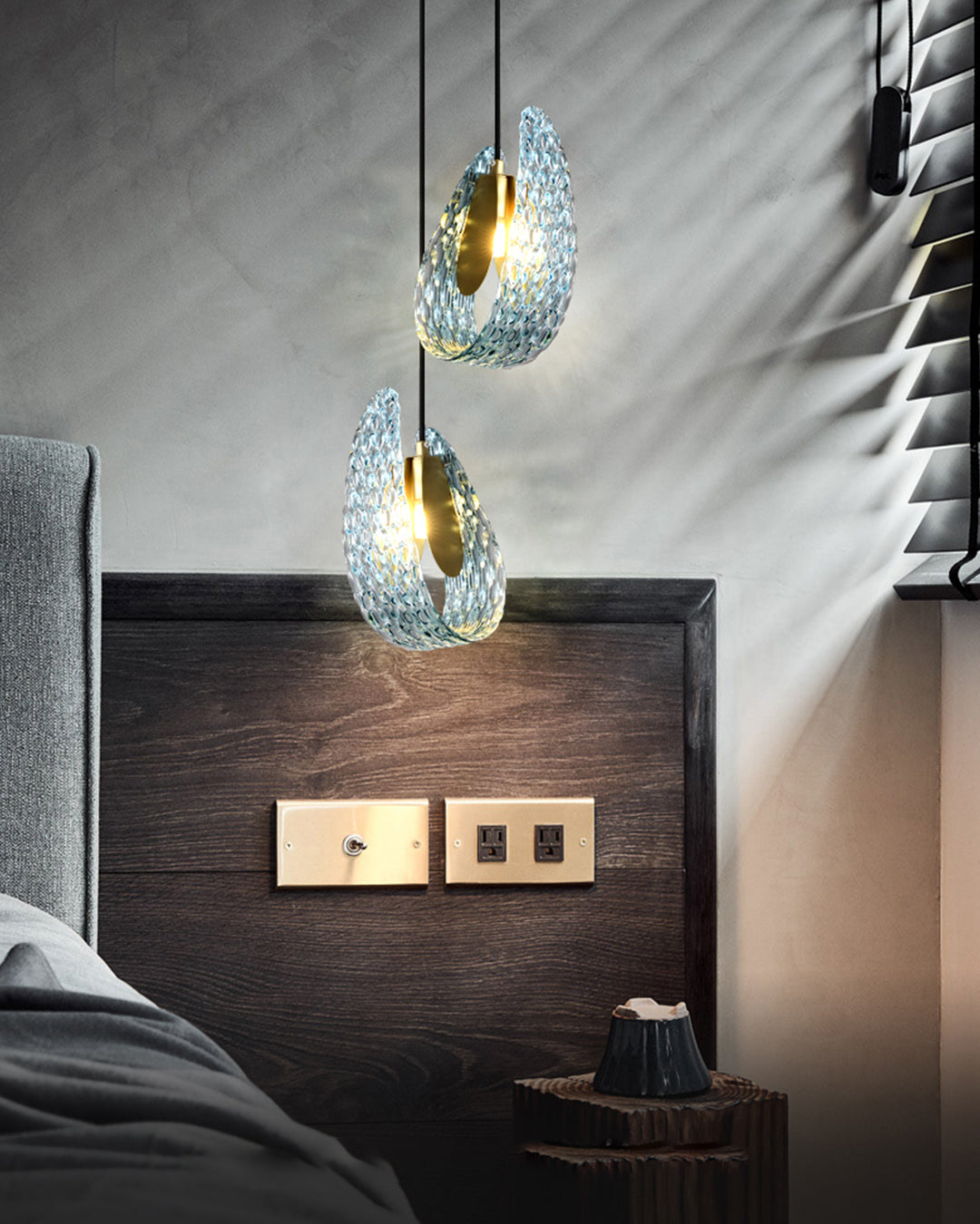 WOMO Elegante Cluster Pendelleuchte Blau Glas Treppenhaus-WM2213a