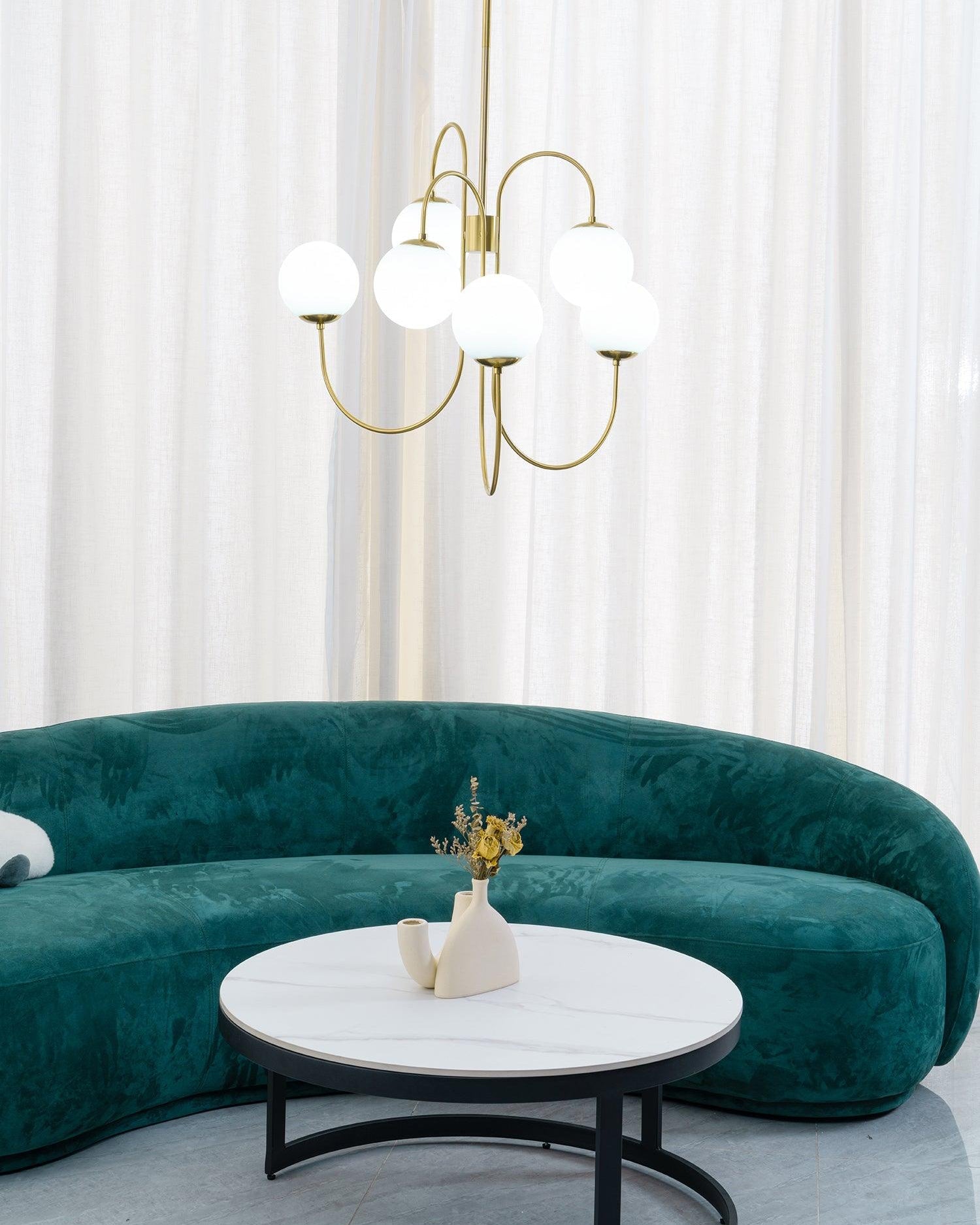 WOMO Mid Century Kronleuchter Gold Glaskugeln-WM2625